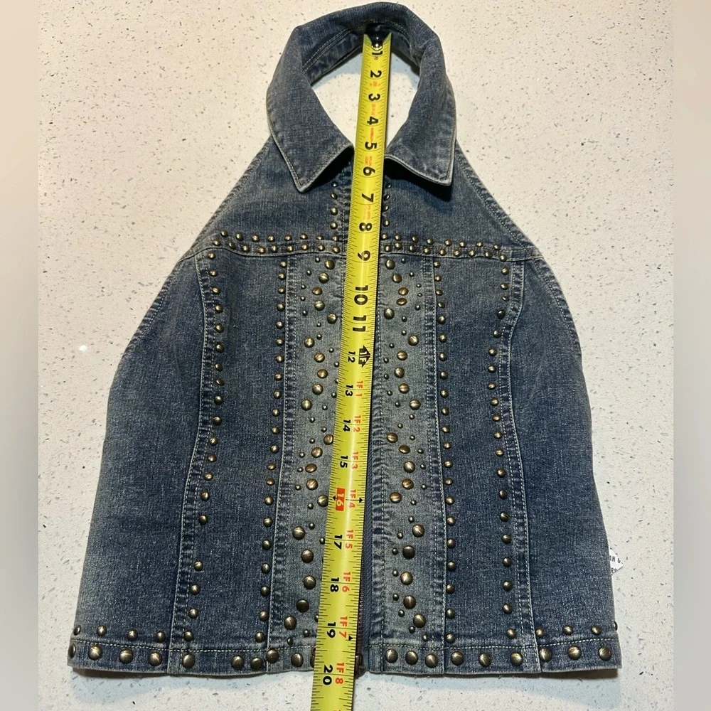 NWT studded open-back cropped denim vest top by Urban Outfitters / NEW - Picture 11 of 16